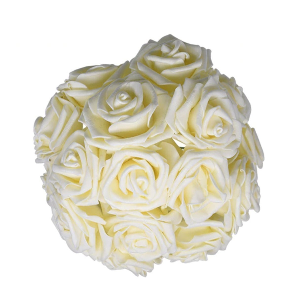 60pcs 8cm Artificial Flowers with Stems Foam Rose Fake Bride Bouquet Wedding Set B - Champagne - Asia Sell