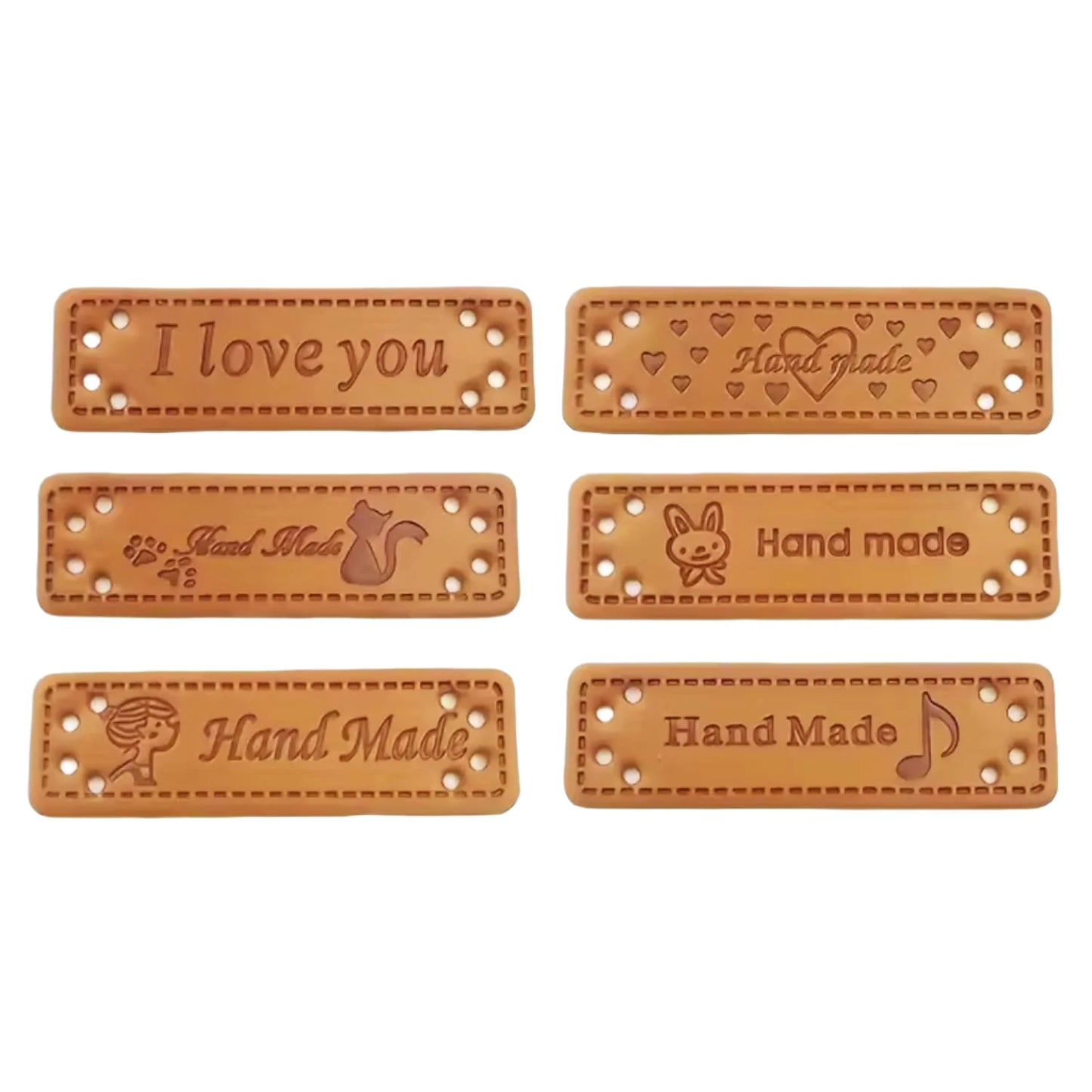 60x Mixed 5cm Hand made Faux Leather Labels for Handmade DIY Sewing Valentines Gift | Main Image | Asia Sell