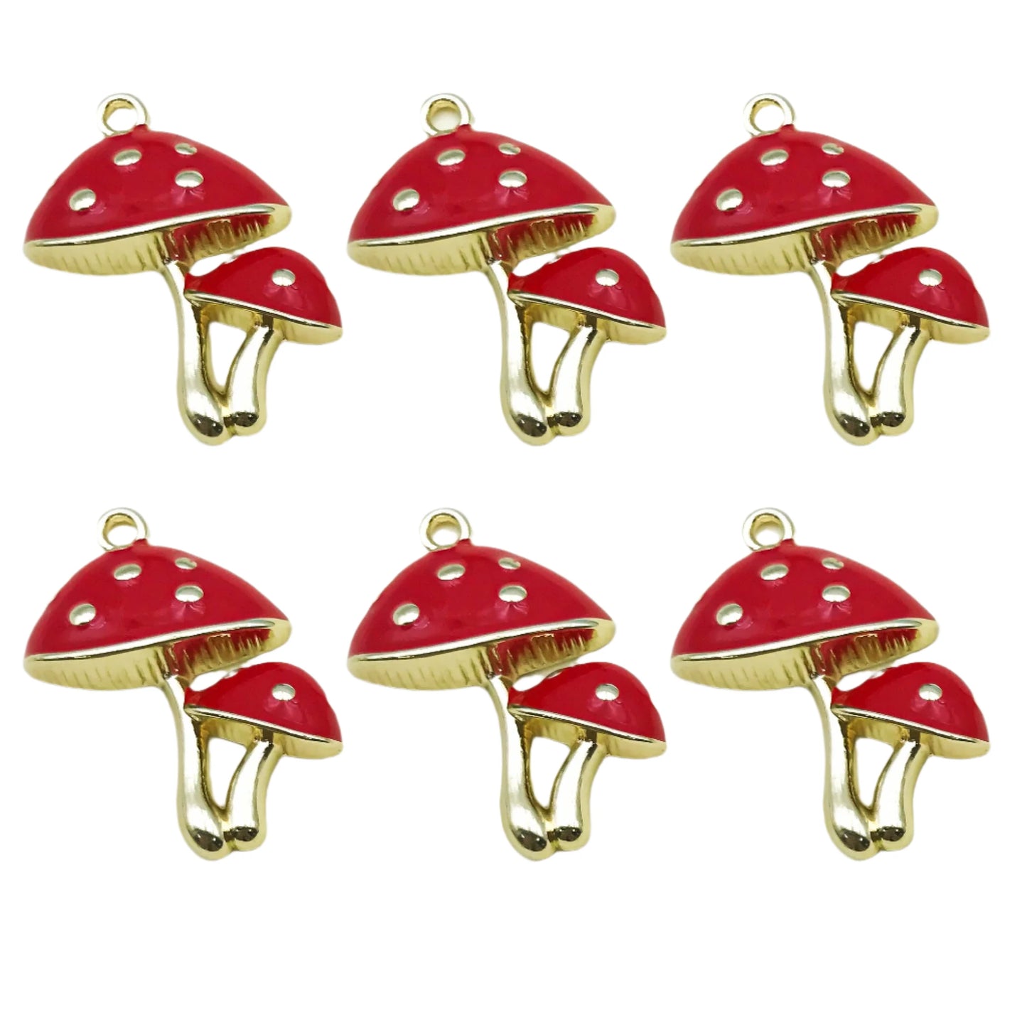 10pcs Mushroom Pendant Alloy Enamel Charms Red DIY Accessories For Making Jewellery
