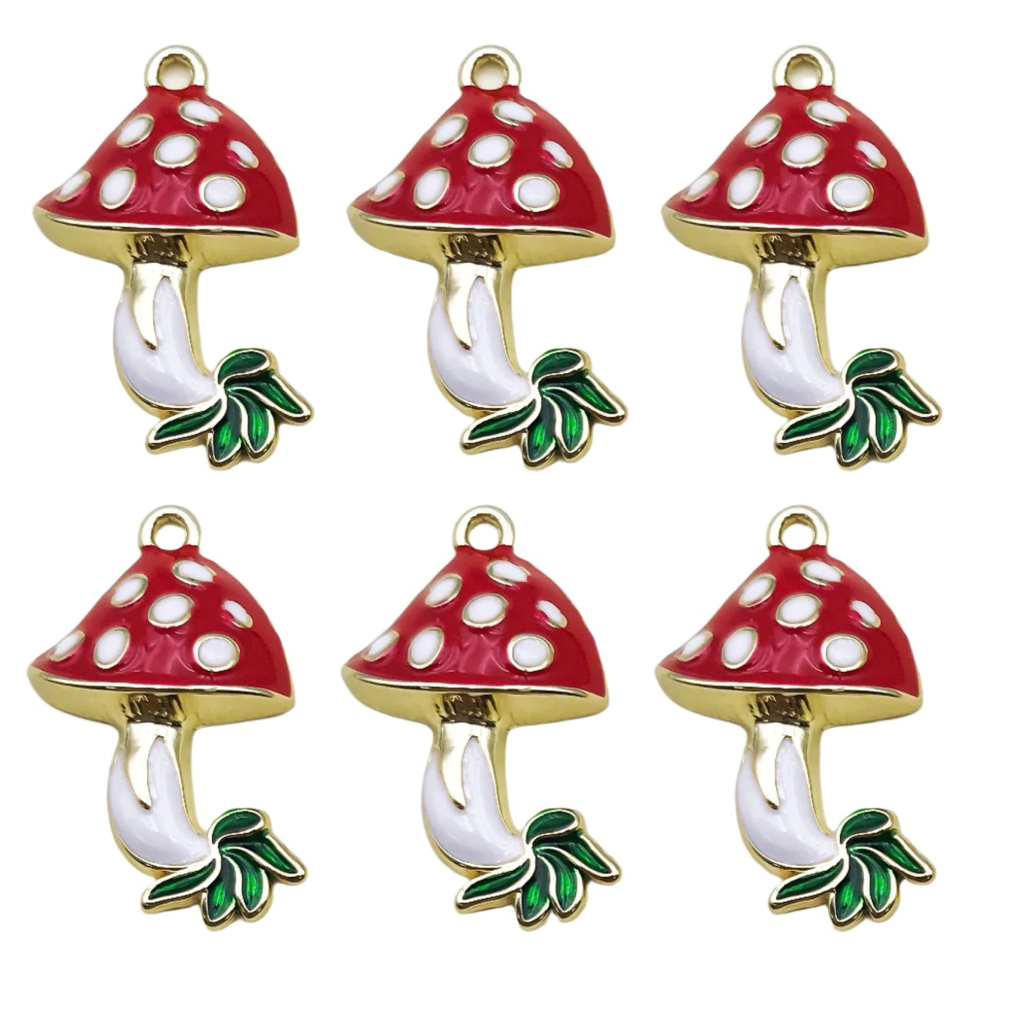 10pcs Mushroom Pendant Alloy Enamel Charms Red DIY Accessories For Making Jewellery