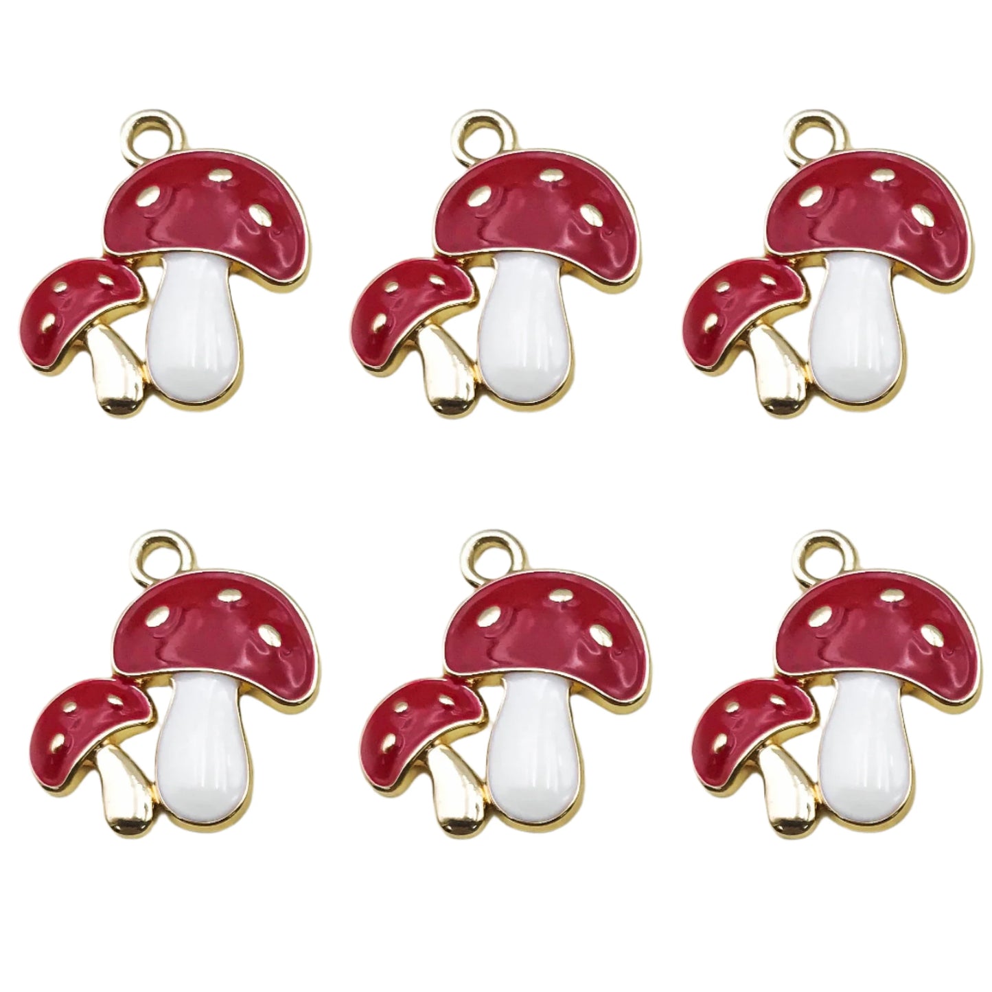 10pcs Mushroom Pendant Alloy Enamel Charms Red DIY Accessories For Making Jewellery