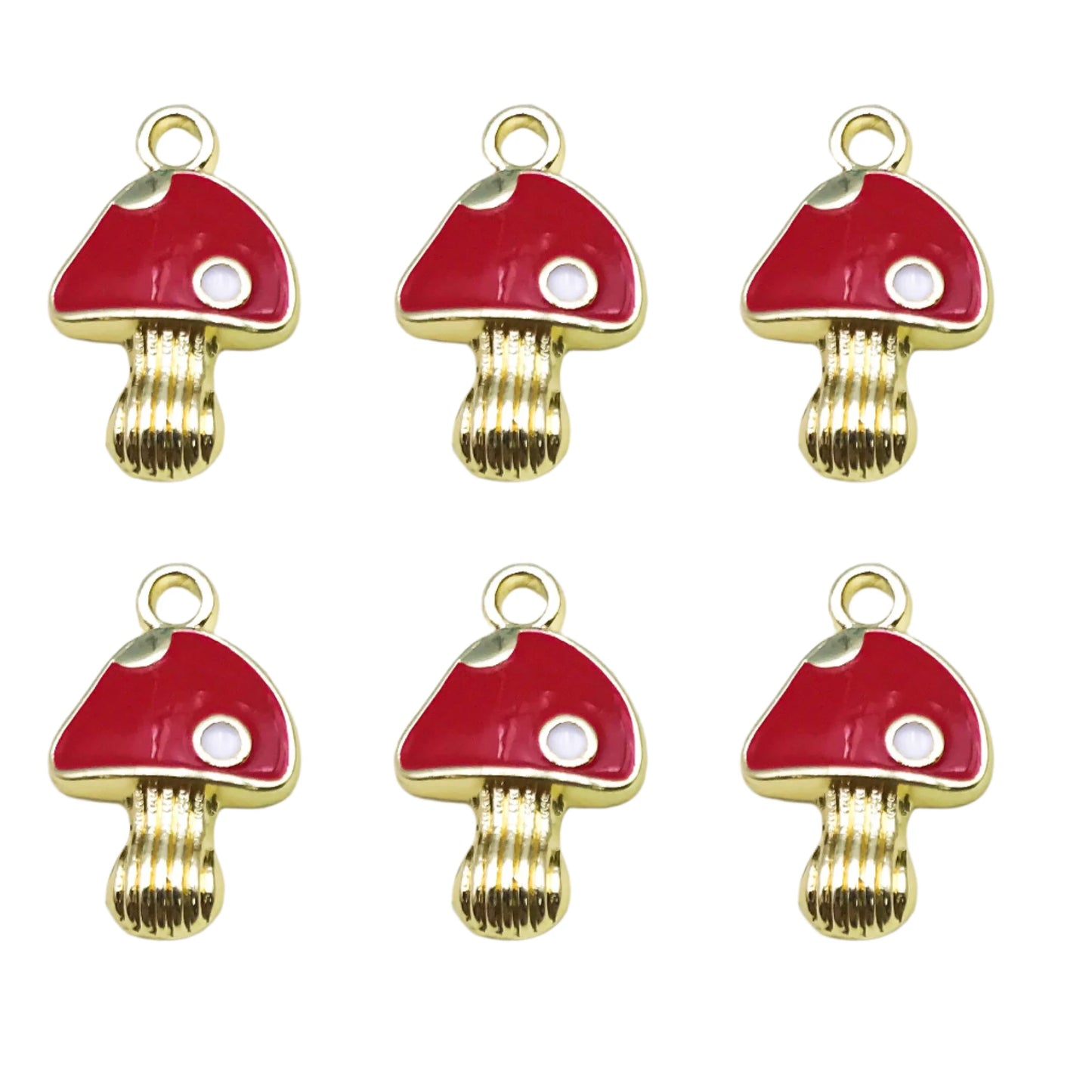 10pcs Mushroom Pendant Alloy Enamel Charms Red DIY Accessories For Making Jewellery