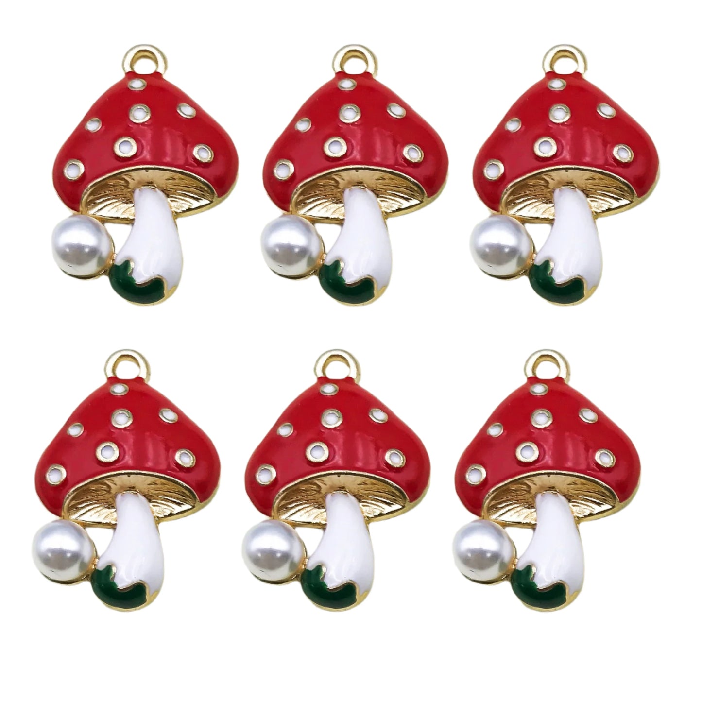 10pcs Mushroom Pendant Alloy Enamel Charms Red DIY Accessories For Making Jewellery
