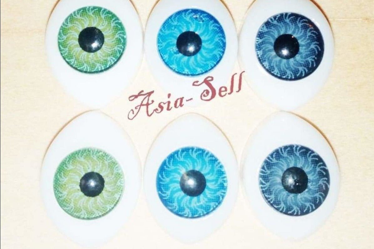 6pcs Oval Plastic Eyes 14x10mm 7mm Iris Reborn Dolls Green Blue Grey Doll Half - - Asia Sell