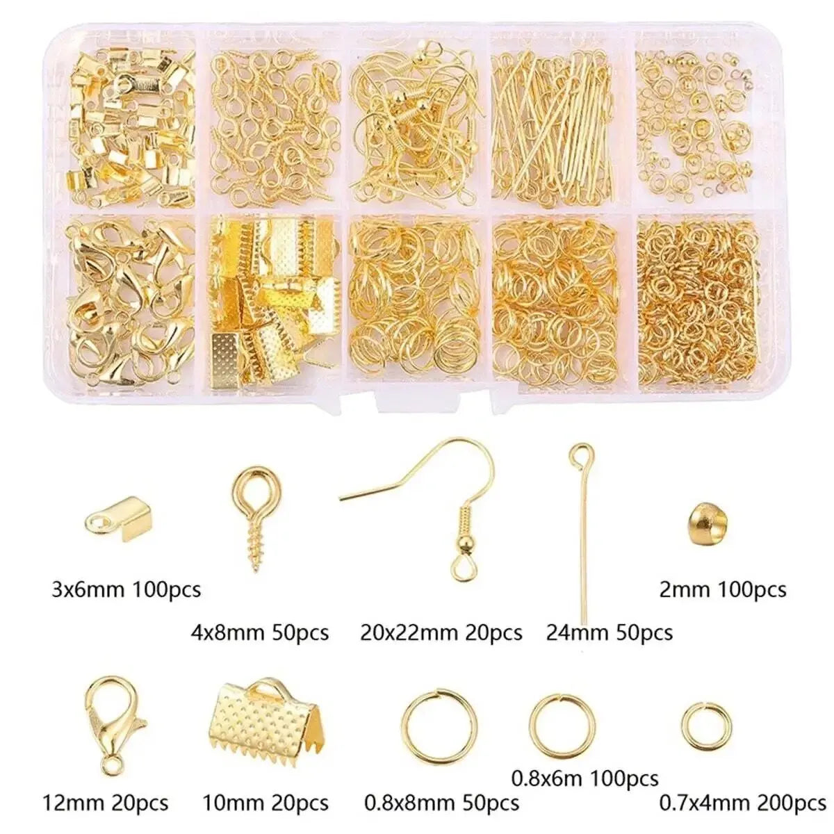 700pcs Box Jewellery Findings Accessories Jump Rings Lobster Clasps Needle Craft Buckle Horse Buckle Ear Hook