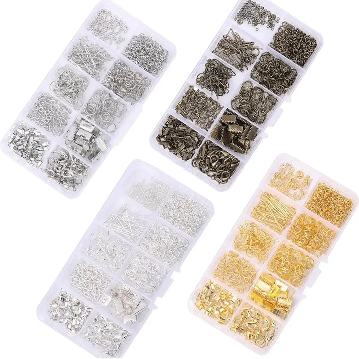 700pcs Box Jewellery Findings Accessories Jump Rings Lobster Clasps Needle Craft Buckle Horse Buckle Ear Hook