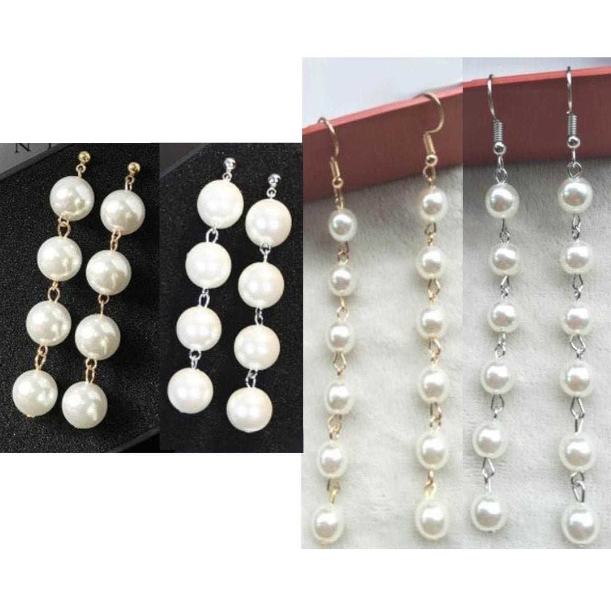 7mm 12mm Pearl Tassels Dangles Earring Stars Earrings Tassle - 4x Gold Pearls - Asia Sell