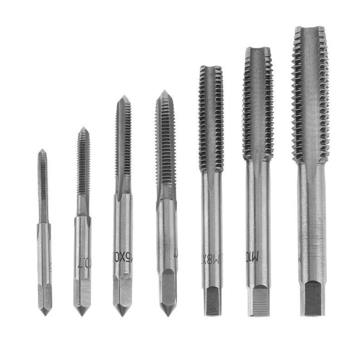 7pcs M3-M12 Tap Drill Set Steel Machine Spiral Point Straight Fluted Hand Screw Tool - - Asia Sell