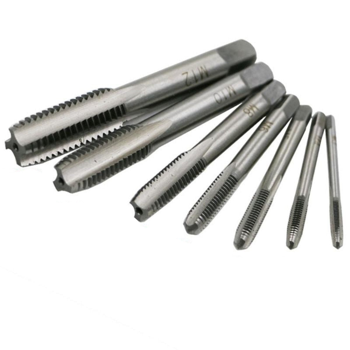 7pcs M3-M12 Tap Drill Set Steel Machine Spiral Point Straight Fluted Hand Screw Tool - - Asia Sell