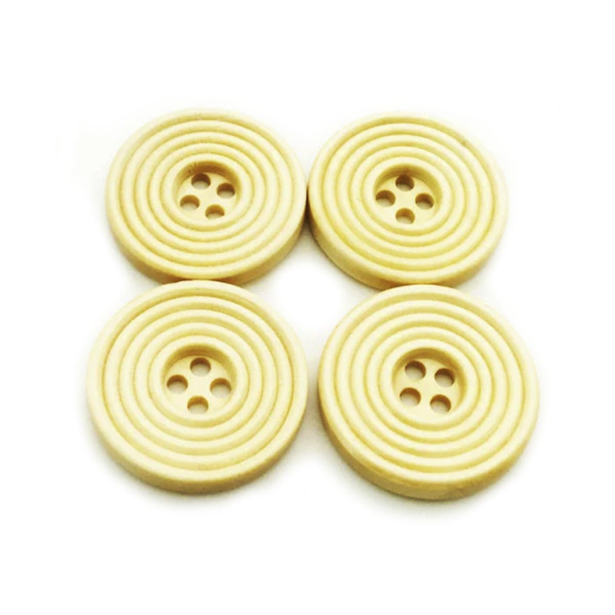 7pcs White Brown Black Ringed Wooden Extra Large Buttons 30mm 4-Hole Round Sewing DIY - White - Asia Sell