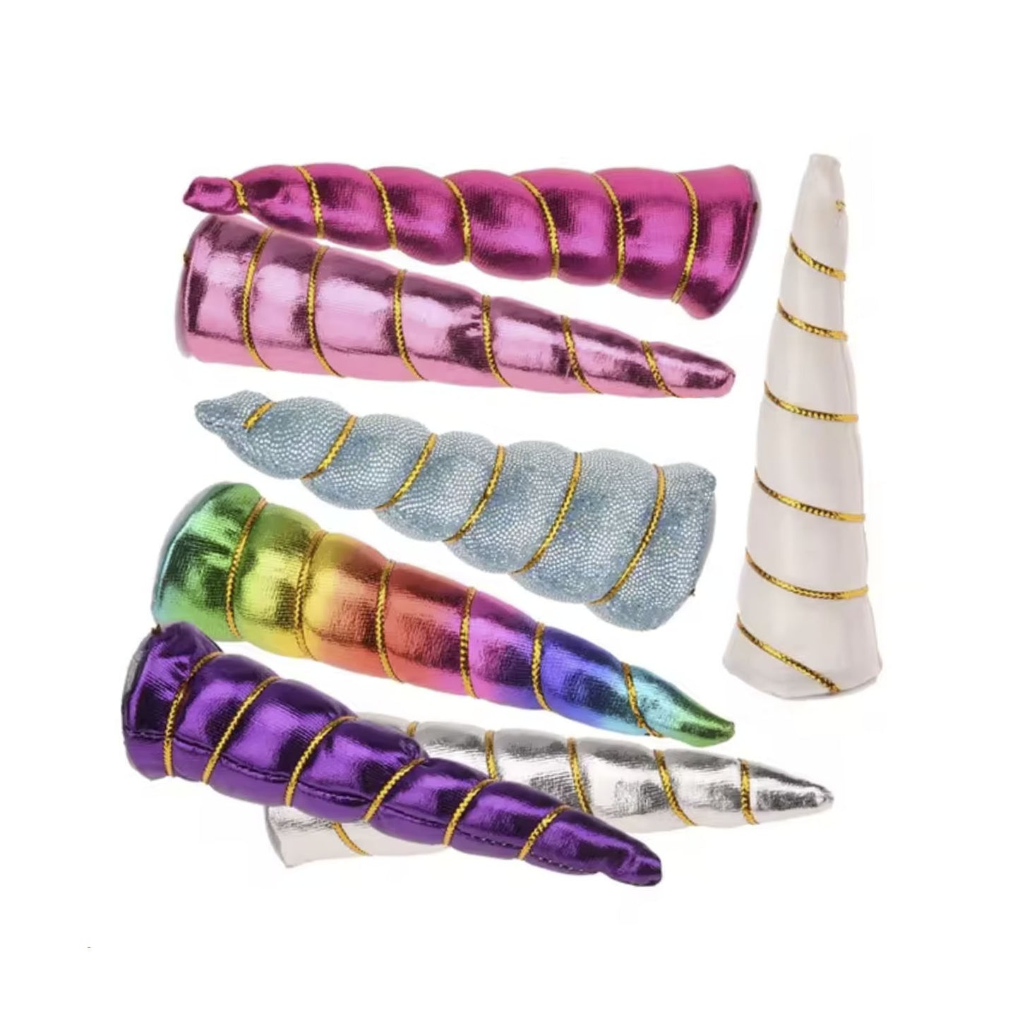 7pcs Mixed Coloured Unicorn Horns DIY Horn Headband Rainbow No String 10cm Party Craft Costume Mask Toy