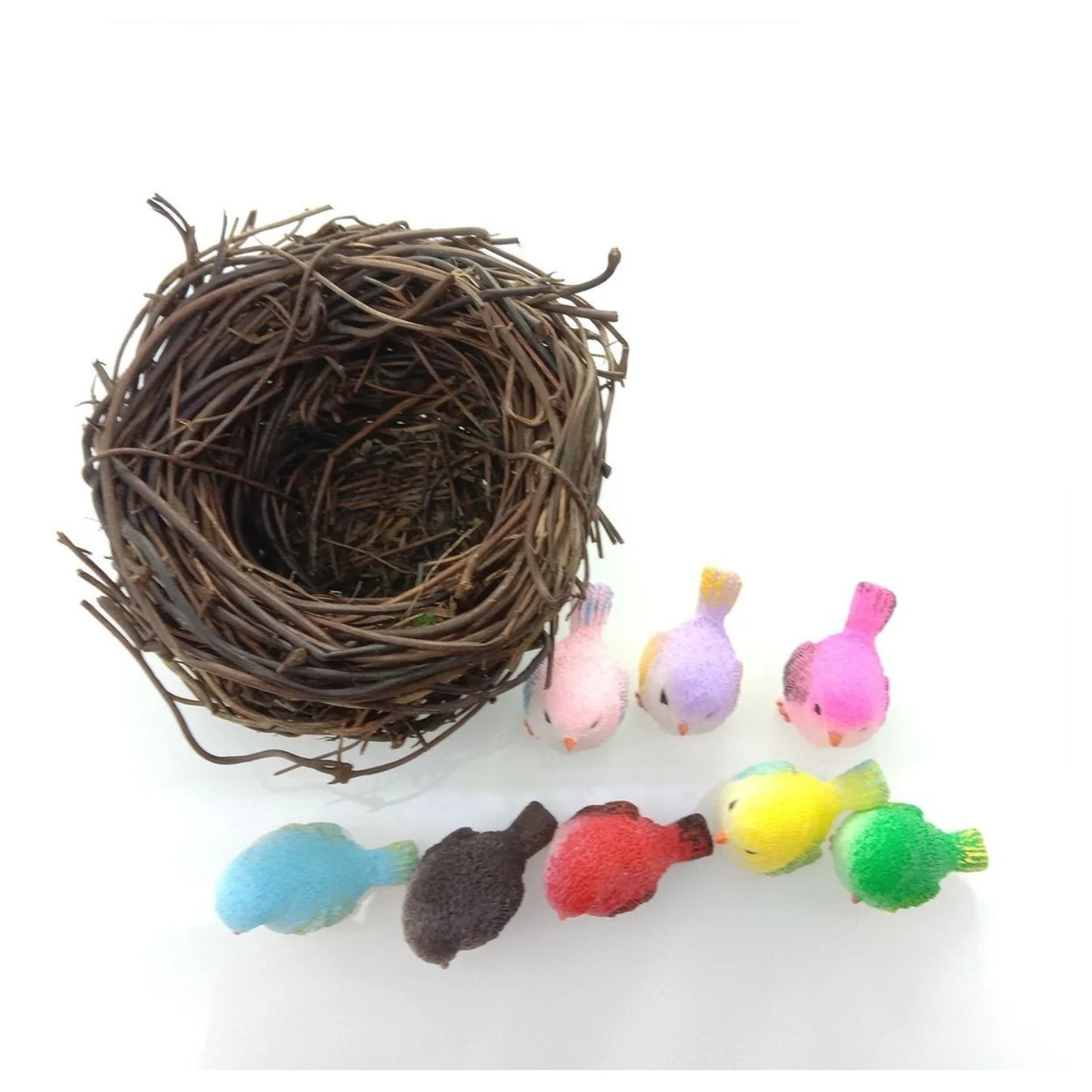 8 Birds + Nest Resin Parrot Bird Nest Figurine Animal Model Home Decorations Miniature Fairy Garden Bonsai Modern Decor Craft - - Asia Sell
