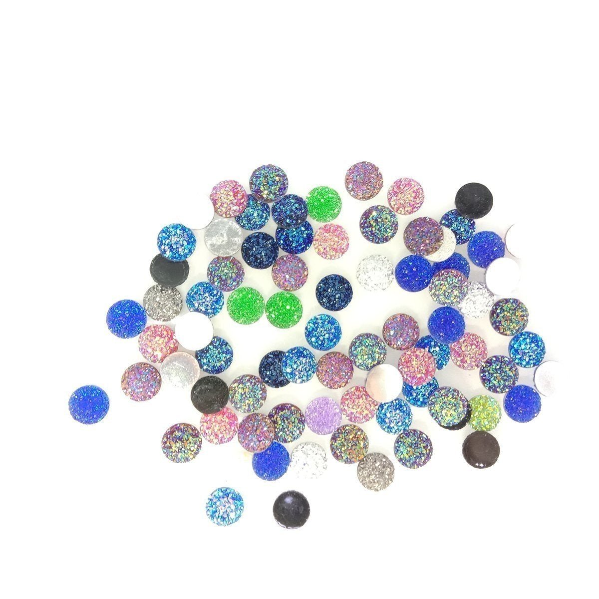 80pcs 8mm-12mm Resin Cabochon Mixed Colours Convex Jewellery Cabochons - 10mm - Asia Sell