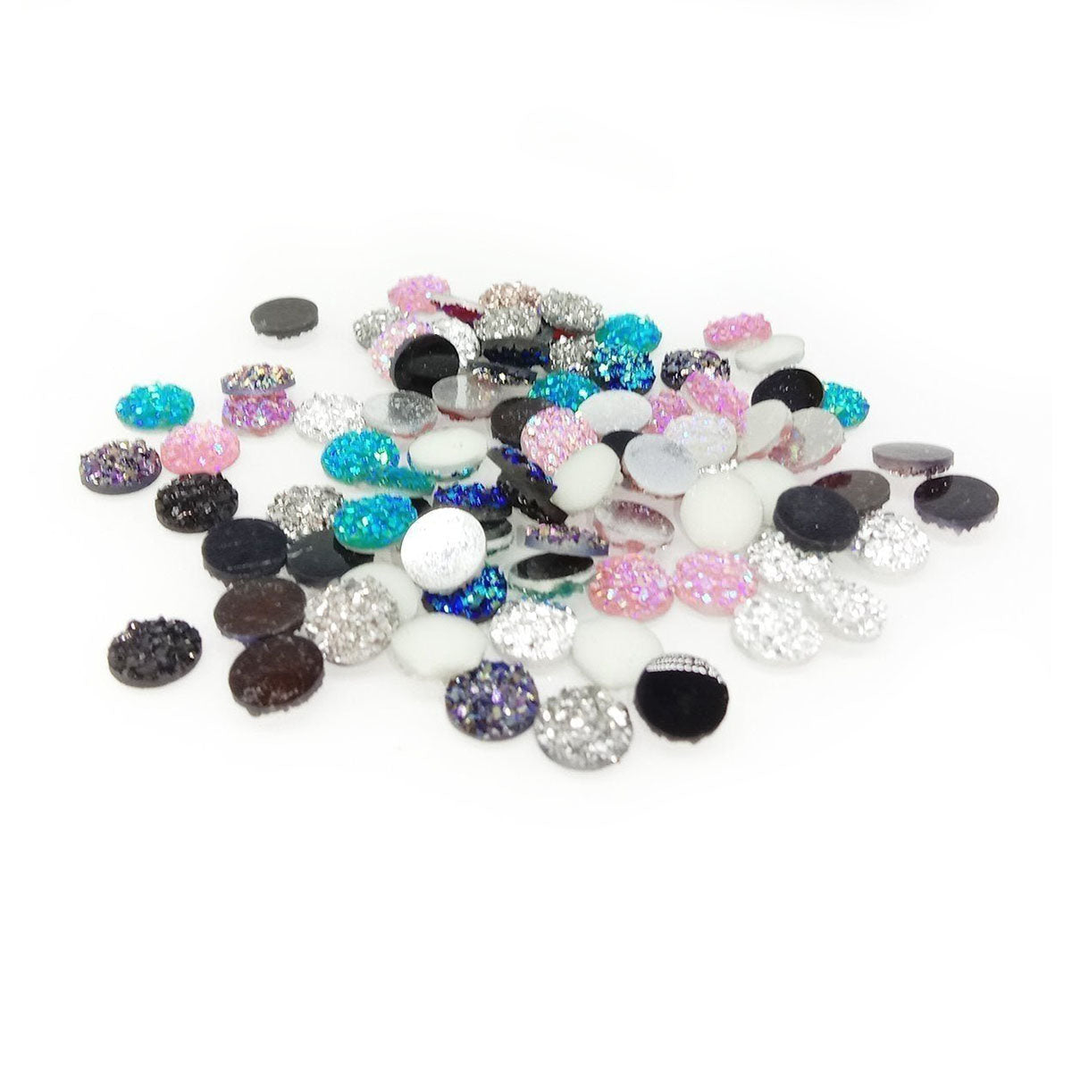 80pcs 8mm-12mm Resin Cabochon Mixed Colours Convex Jewellery Cabochons - 12mm - Asia Sell