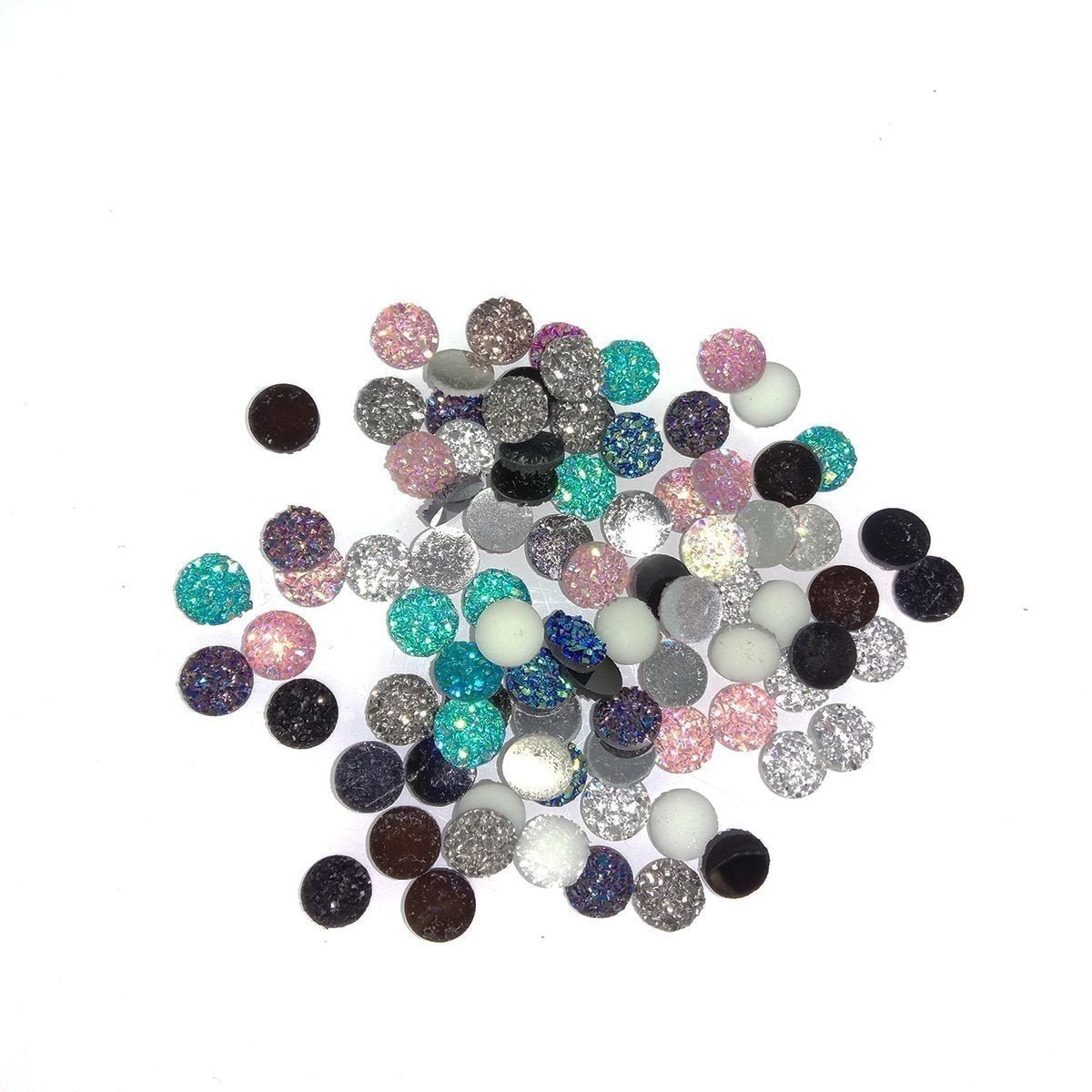 80pcs 8mm-12mm Resin Cabochon Mixed Colours Convex Jewellery Cabochons - 12mm - Asia Sell