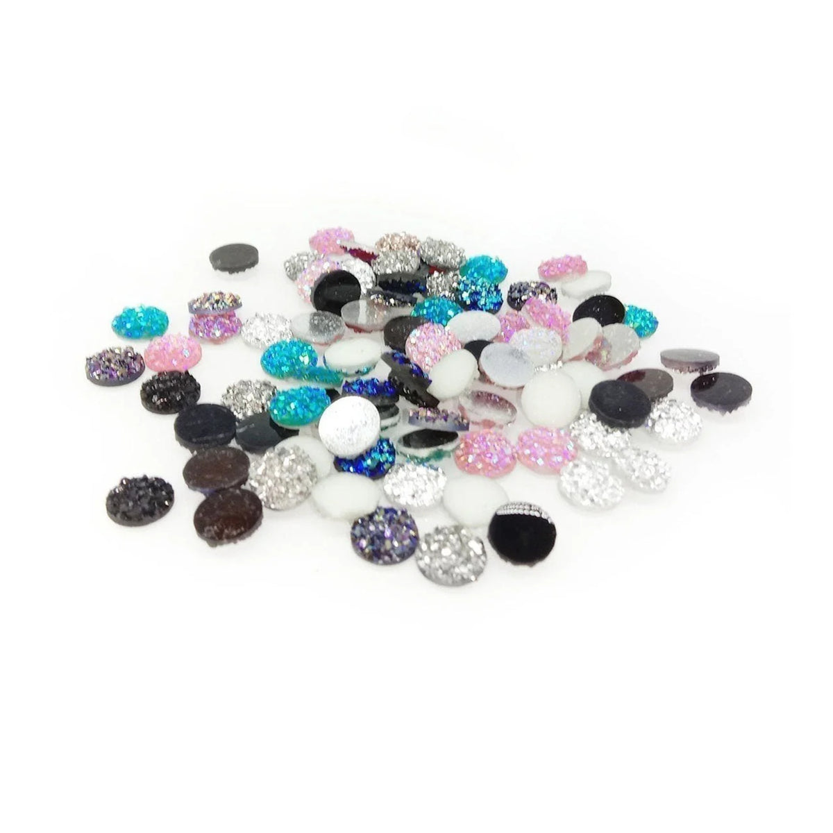 80pcs 8mm-12mm Resin Cabochon Mixed Colours Convex Jewellery Cabochons