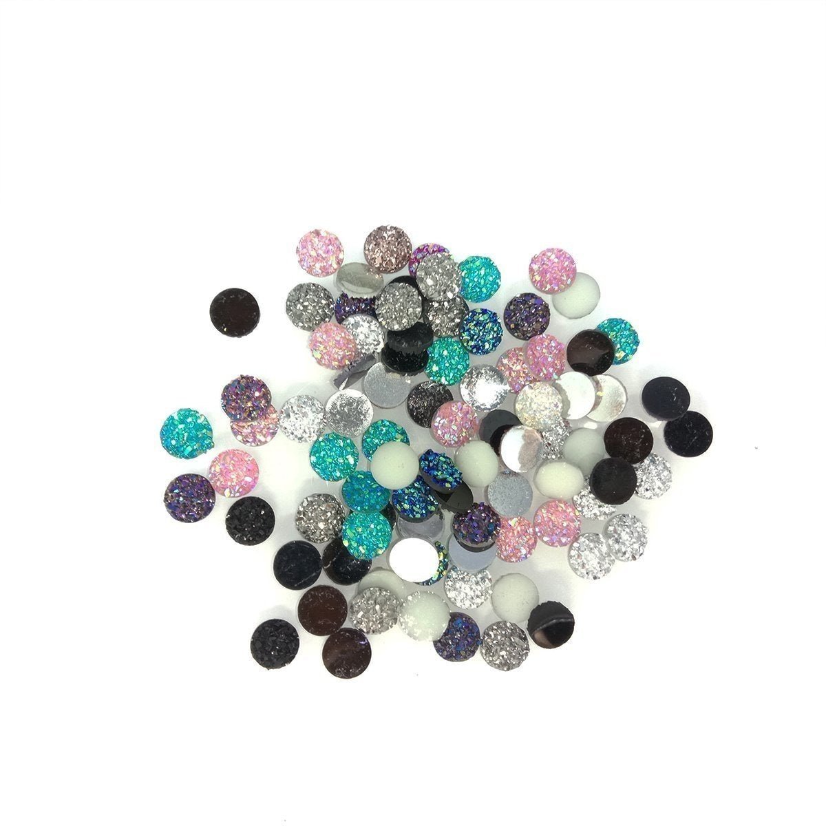 80pcs 8mm-12mm Resin Cabochon Mixed Colours Convex Jewellery Cabochons - 8mm - Asia Sell