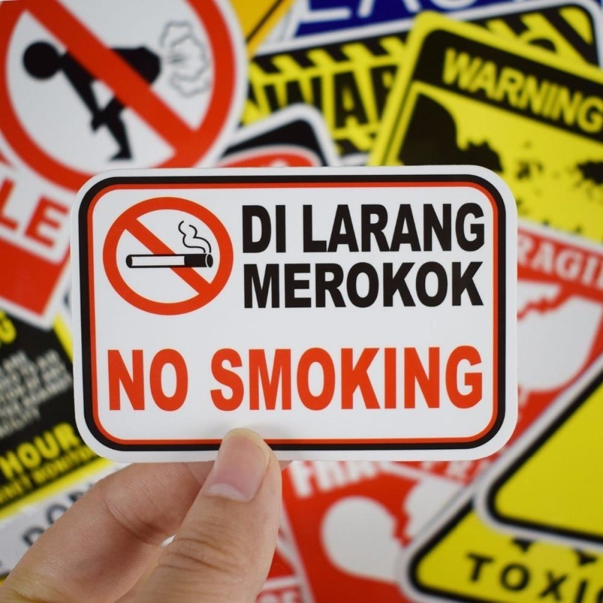 80pcs Warning Stickers Danger Banning Signs Reminder Waterproof Decals Sticker - - Asia Sell