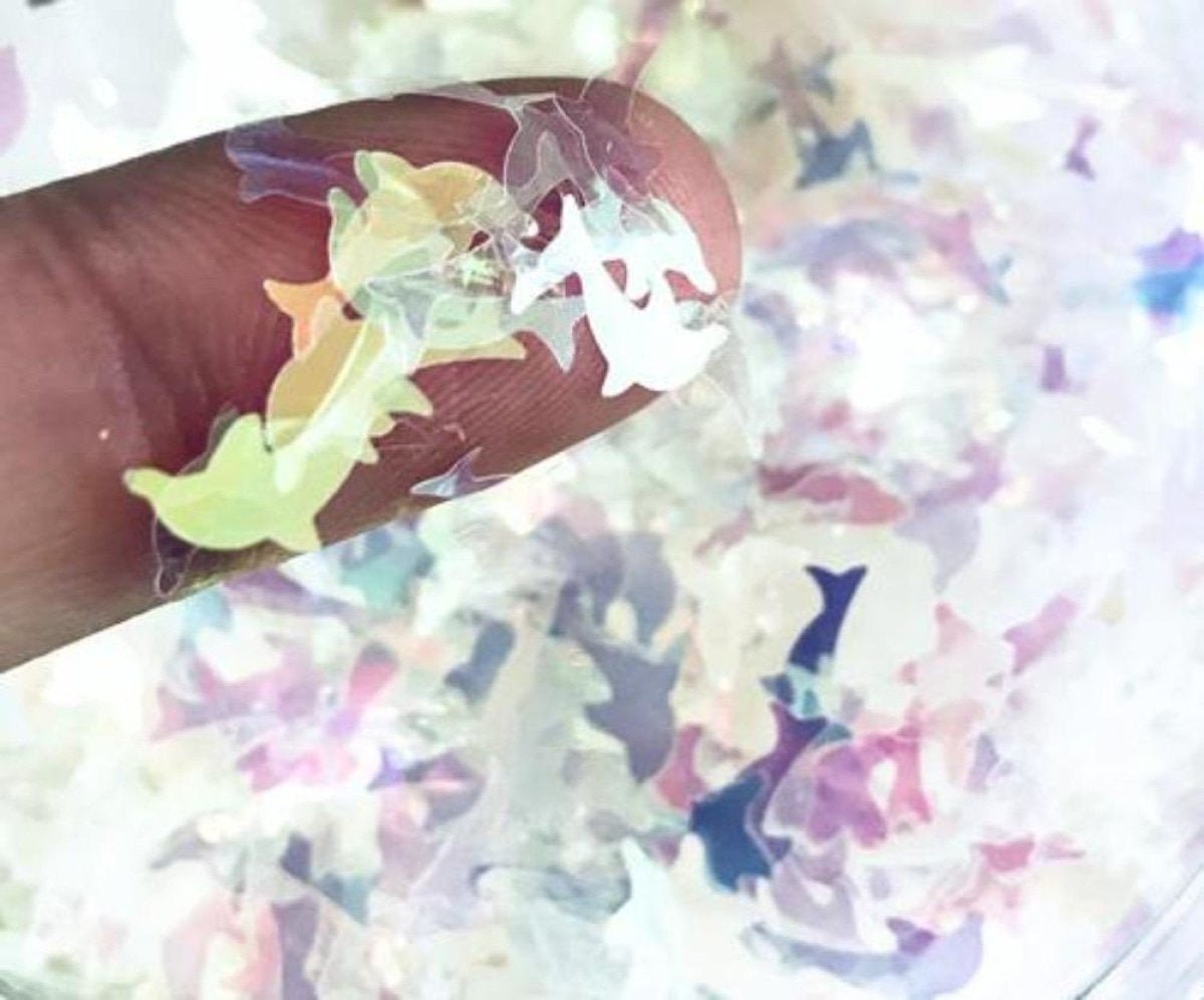 8g Holographic Nail Art Sequins 10mm Dolphin Turtle Glitter Sequin Decoration - Transparent Pink Dolphin - Asia Sell