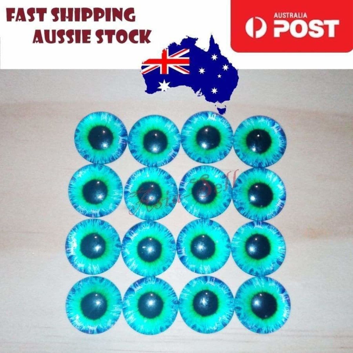 8pcs 12mm Pink Blue Red Grey Green Yellow Glass Doll Eyes Toys DIY Craft Toy - Blue Green - Asia Sell