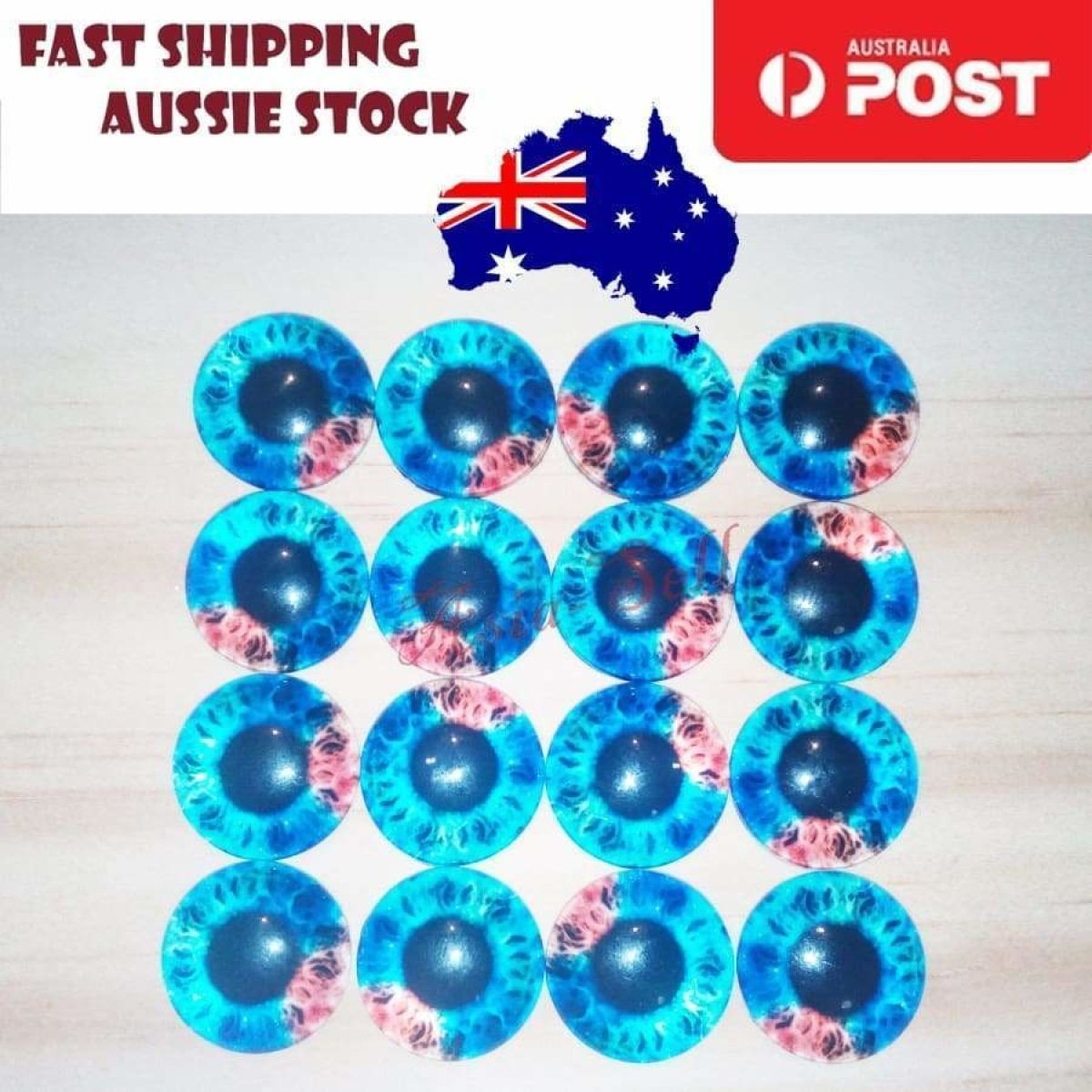 8pcs 12mm Pink Blue Red Grey Green Yellow Glass Doll Eyes Toys DIY Craft Toy - Blue Pink - Asia Sell