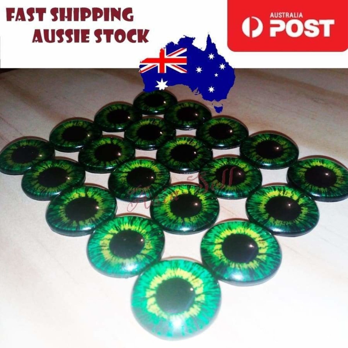 8pcs 12mm Pink Blue Red Grey Green Yellow Glass Doll Eyes Toys DIY Craft Toy - Green Yellow - Asia Sell