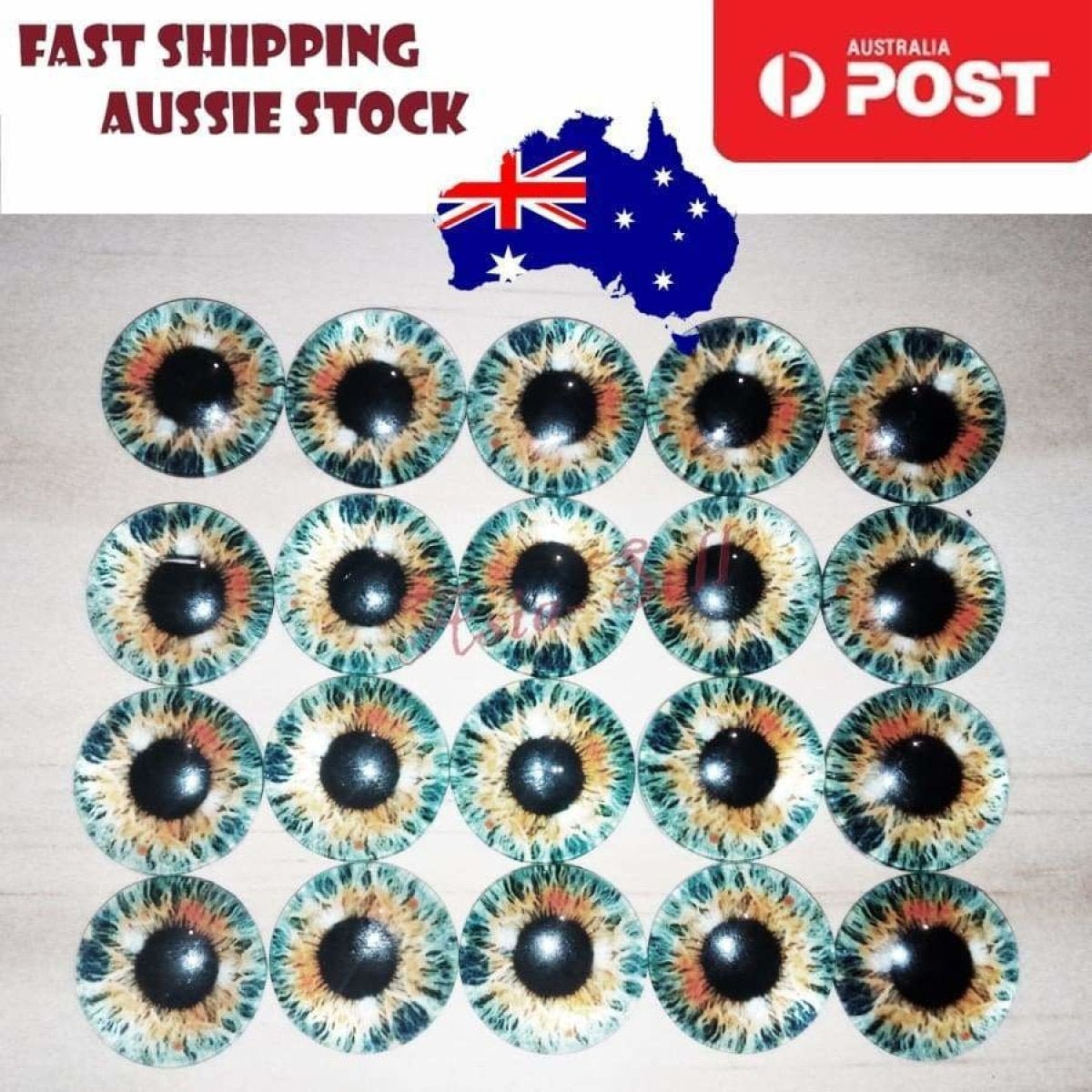 8pcs 12mm Pink Blue Red Grey Green Yellow Glass Doll Eyes Toys DIY Craft Toy - Grey and Orange - Asia Sell