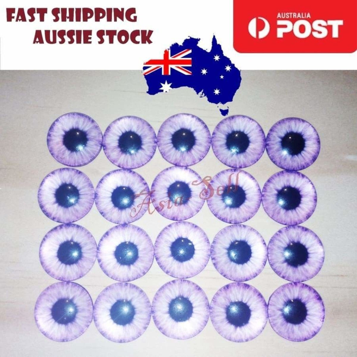8pcs 12mm Pink Blue Red Grey Green Yellow Glass Doll Eyes Toys DIY Craft Toy - Purple - Asia Sell