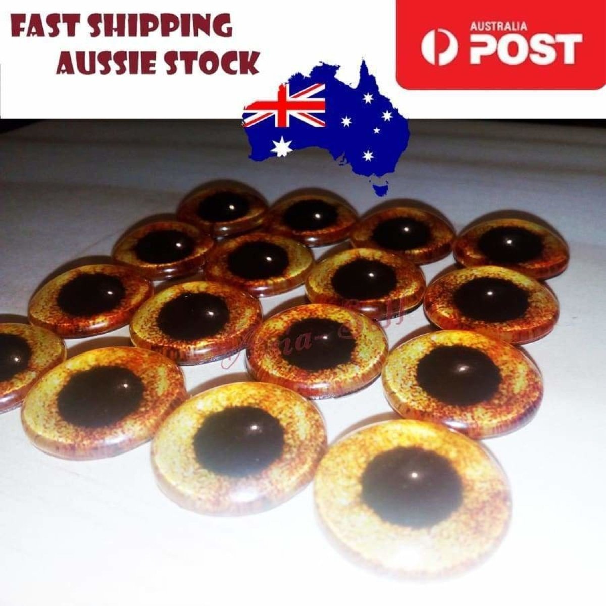 8pcs 12mm Pink Blue Red Grey Green Yellow Glass Doll Eyes Toys DIY Craft Toy - Yellow - Asia Sell