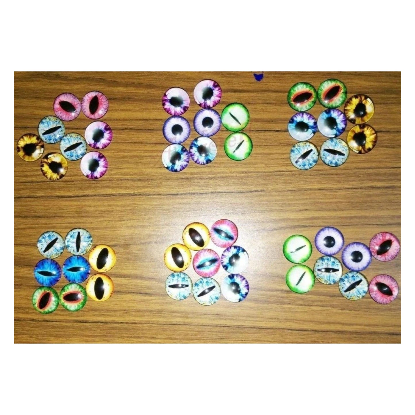 8pcs Round 25mm Cabochon Glass Doll Eyes Dragon Lizard Frog (4 Pairs Random Mix) - - Asia Sell