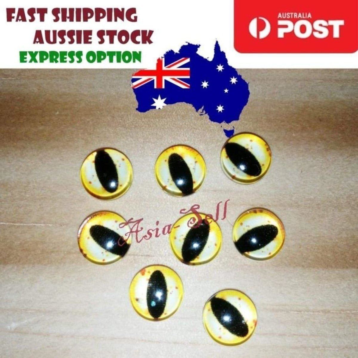 8pcs Round 25mm Cabochon Glass Doll Eyes Dragon Lizard Frog Model C - - Asia Sell