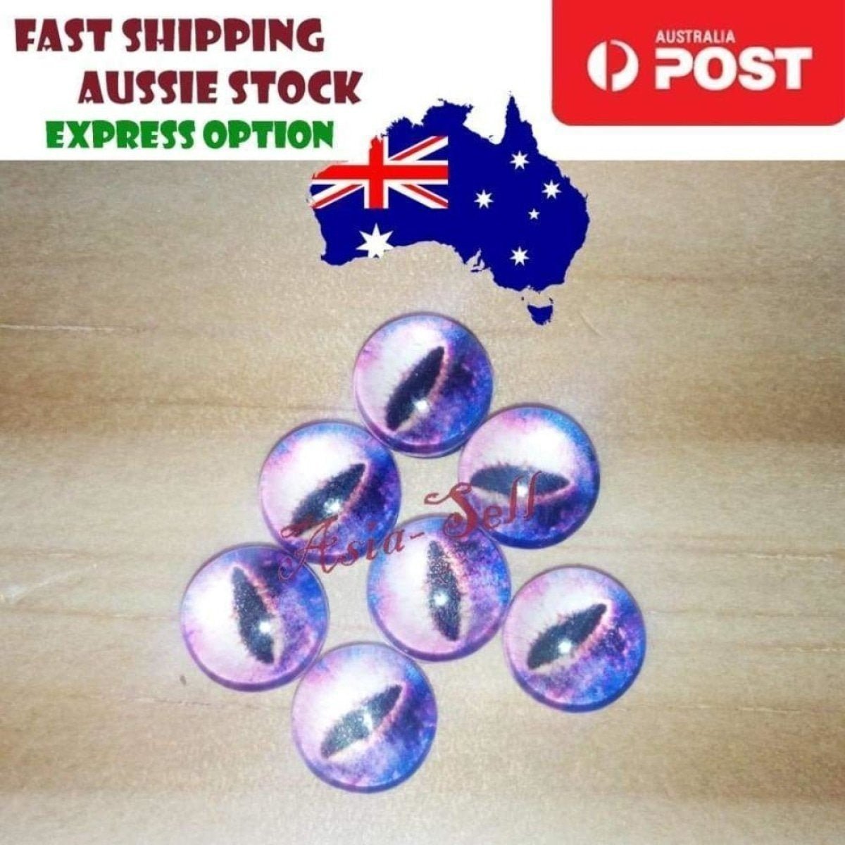 8pcs Round 25mm Cabochon Glass Doll Eyes Dragon Lizard Frog Model E - - Asia Sell