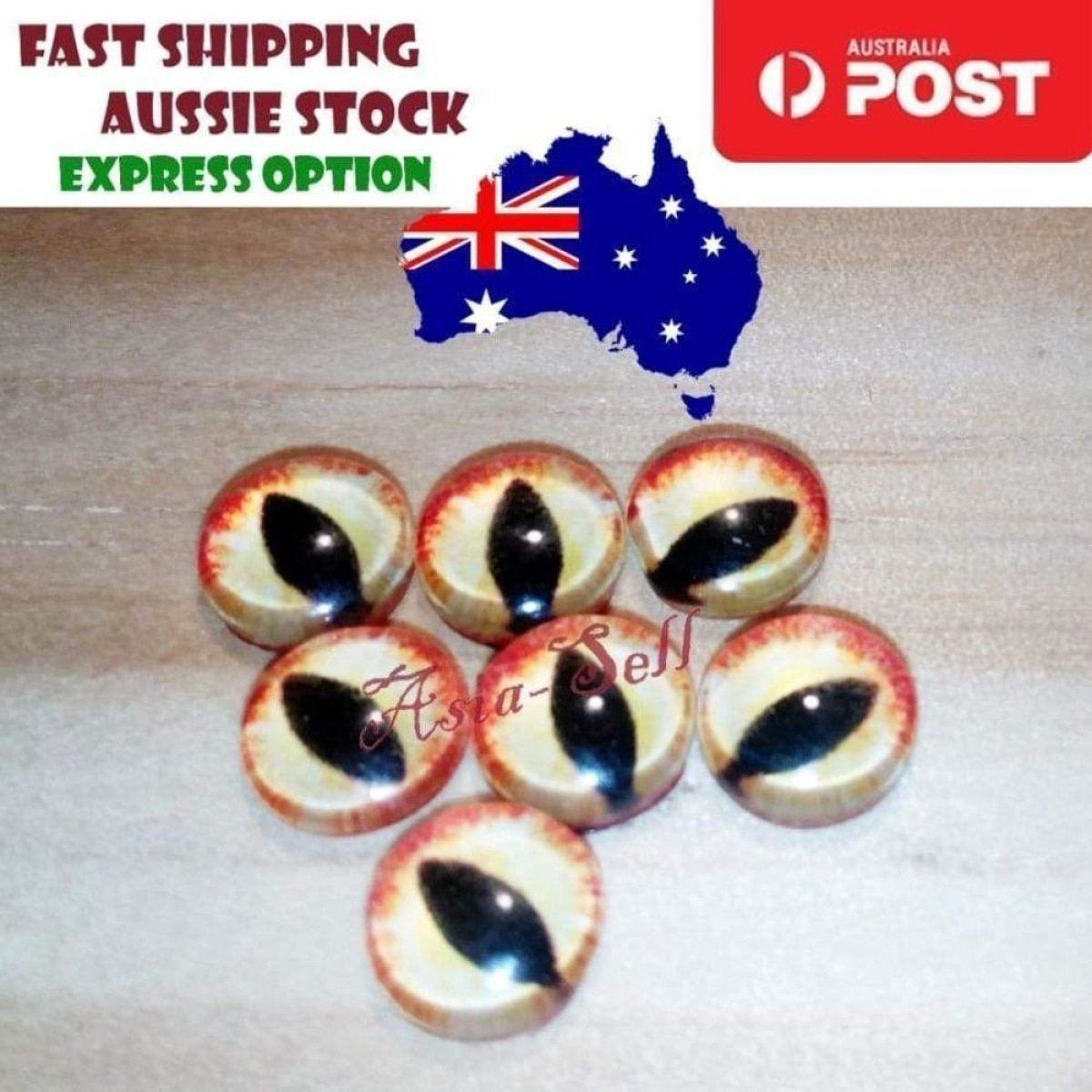 8pcs Round 25mm Cabochon Glass Doll Eyes Dragon Lizard Frog Model M - - Asia Sell