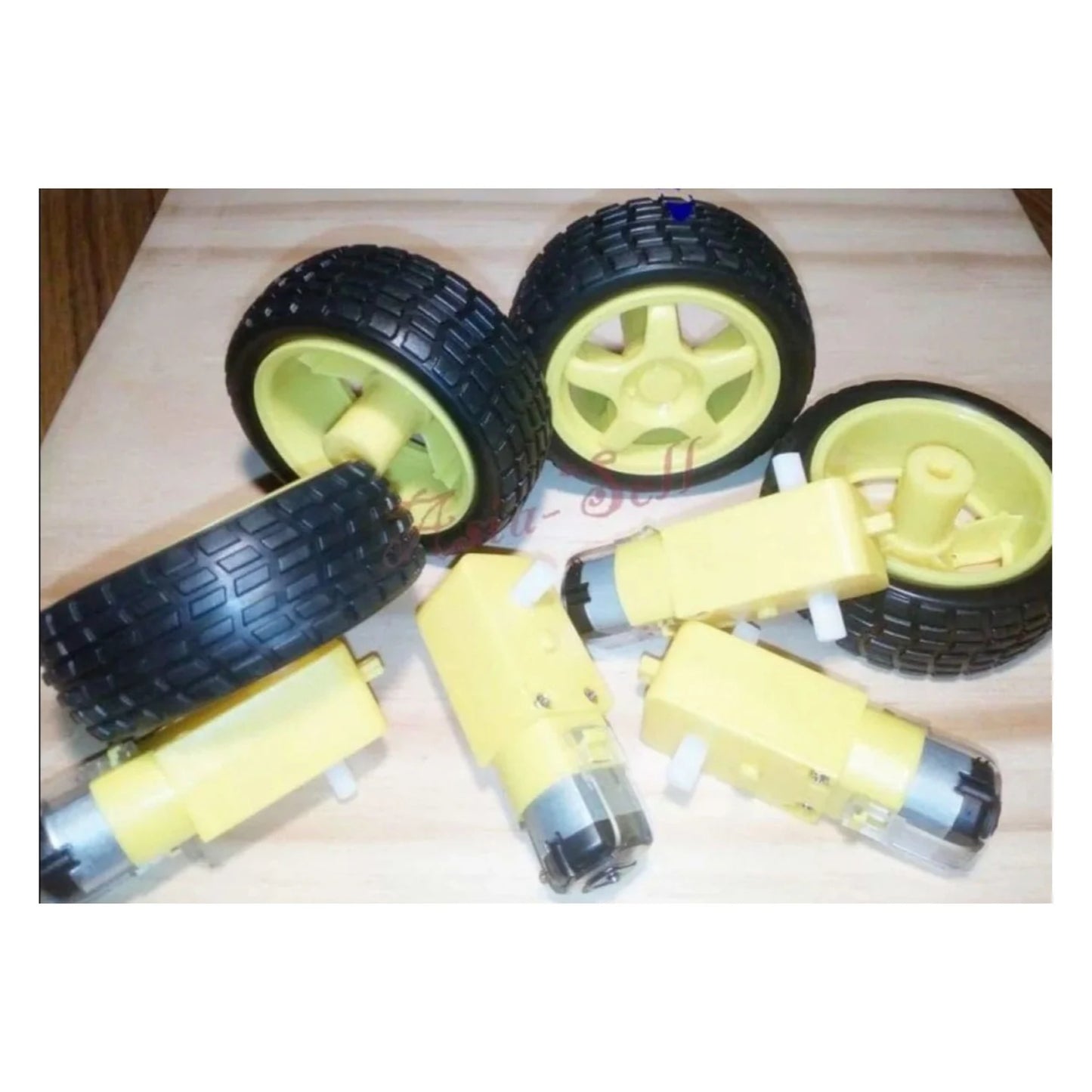8pcs Smart Car Robot Plastic Tyre Tire Wheel DC Biaxial Geared Motor - - Asia Sell