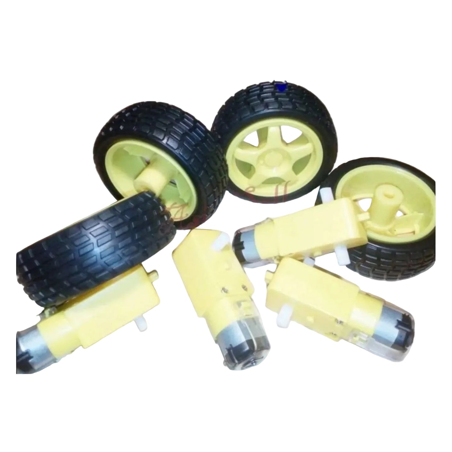 8pcs Smart Car Robot Plastic Tyre Tire Wheel DC Biaxial Geared Motor - - Asia Sell