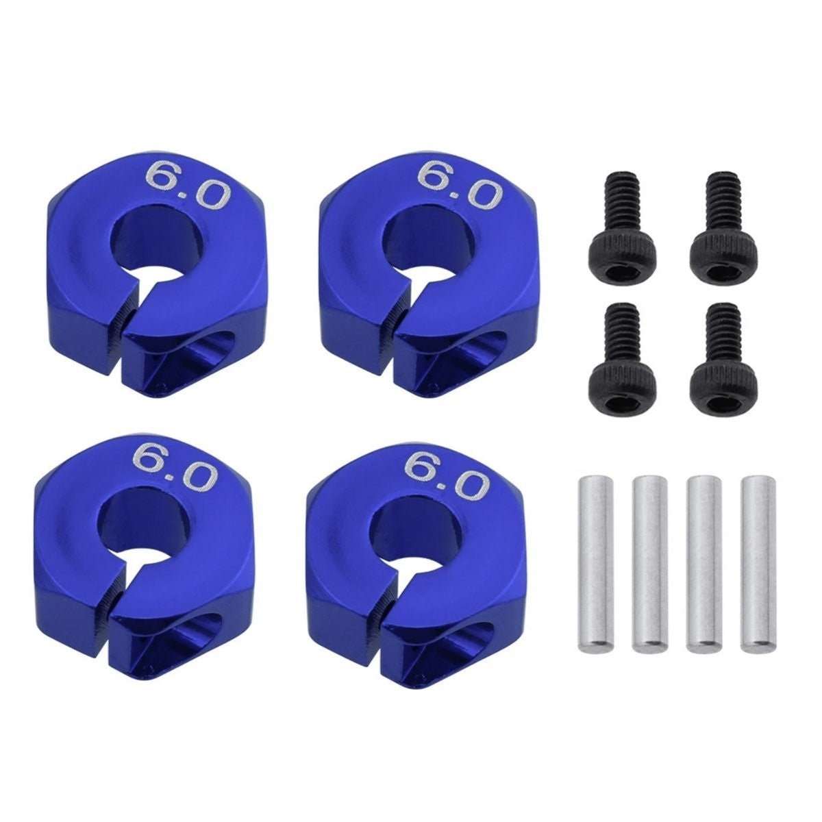 8x 3/4/5/6/7/8/9/10/11/12mm RC Car Wheel Hex Nut Hub Adaptor 1/10 4WD SCX10 Drive - 6.0mm Blue - Asia Sell