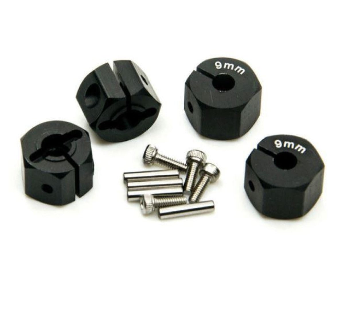 8x 3/4/5/6/7/8/9/10/11/12mm RC Car Wheel Hex Nut Hub Adaptor 1/10 4WD SCX10 Drive - 9.0mm Black - Asia Sell