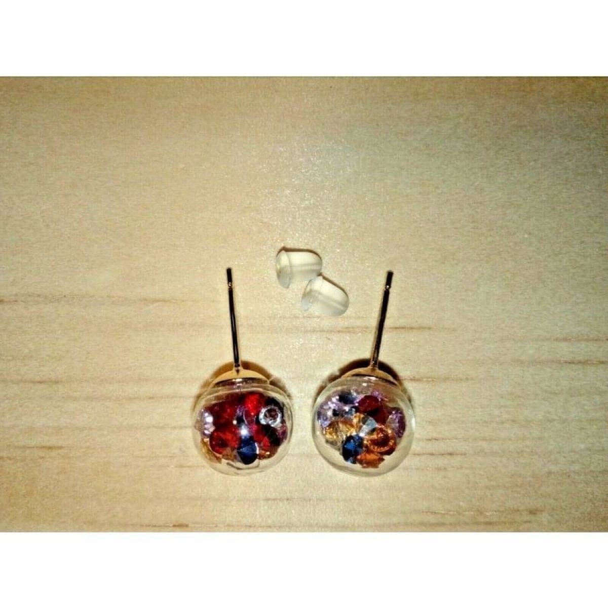 9 Pairs 10mm Multicolour Glass Crystal Stud Earring Stars Single Pearl Earrings - - Asia Sell