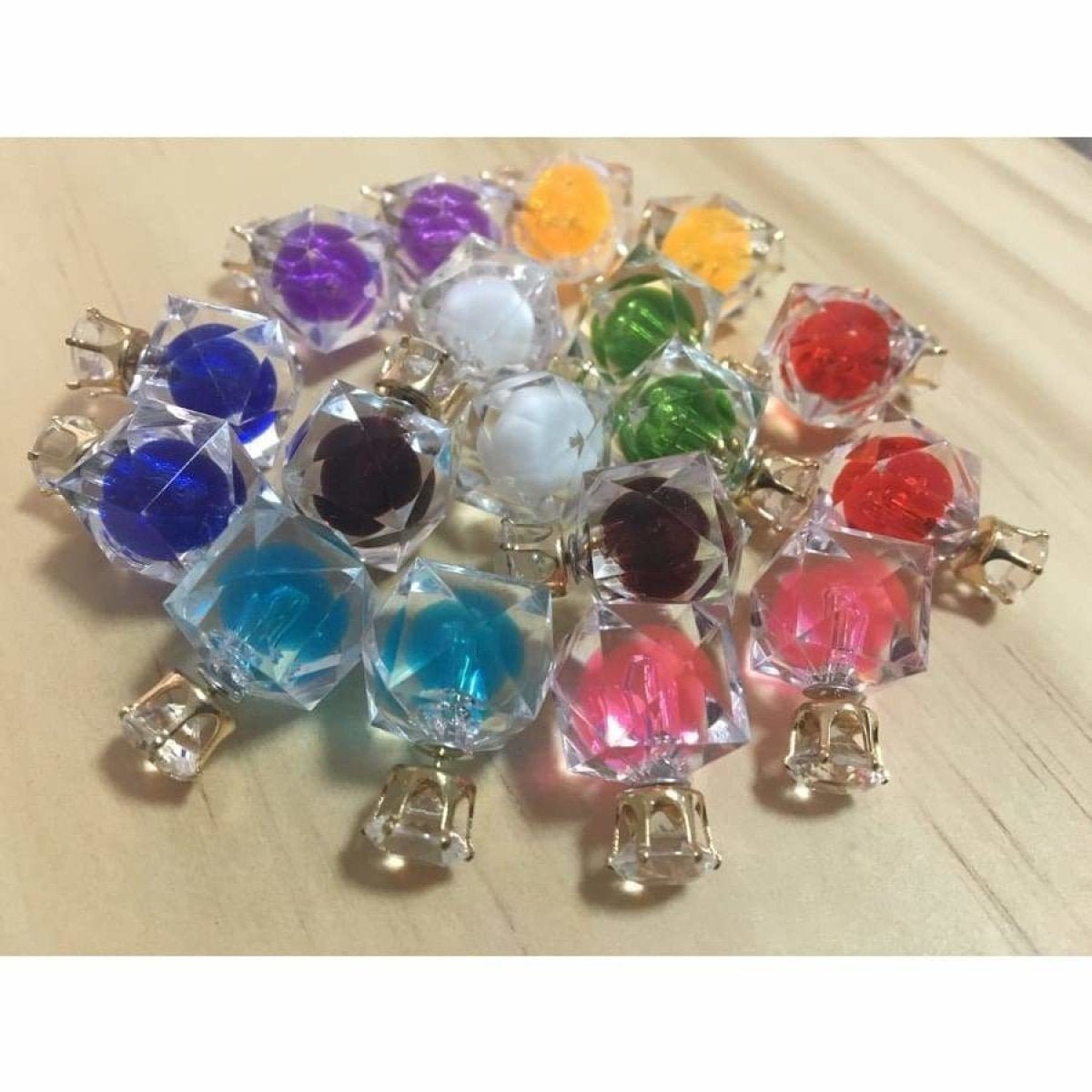 9 Pairs Crystal Cube Coloured Earrings Womens Girls Earring Costume Jewellery - - Asia Sell