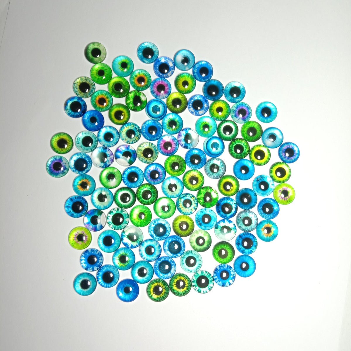90pcs / 45 Pairs Bright Shiny Colourful 12mm Half Dome Glass Cabochons Flat Back - - Asia Sell