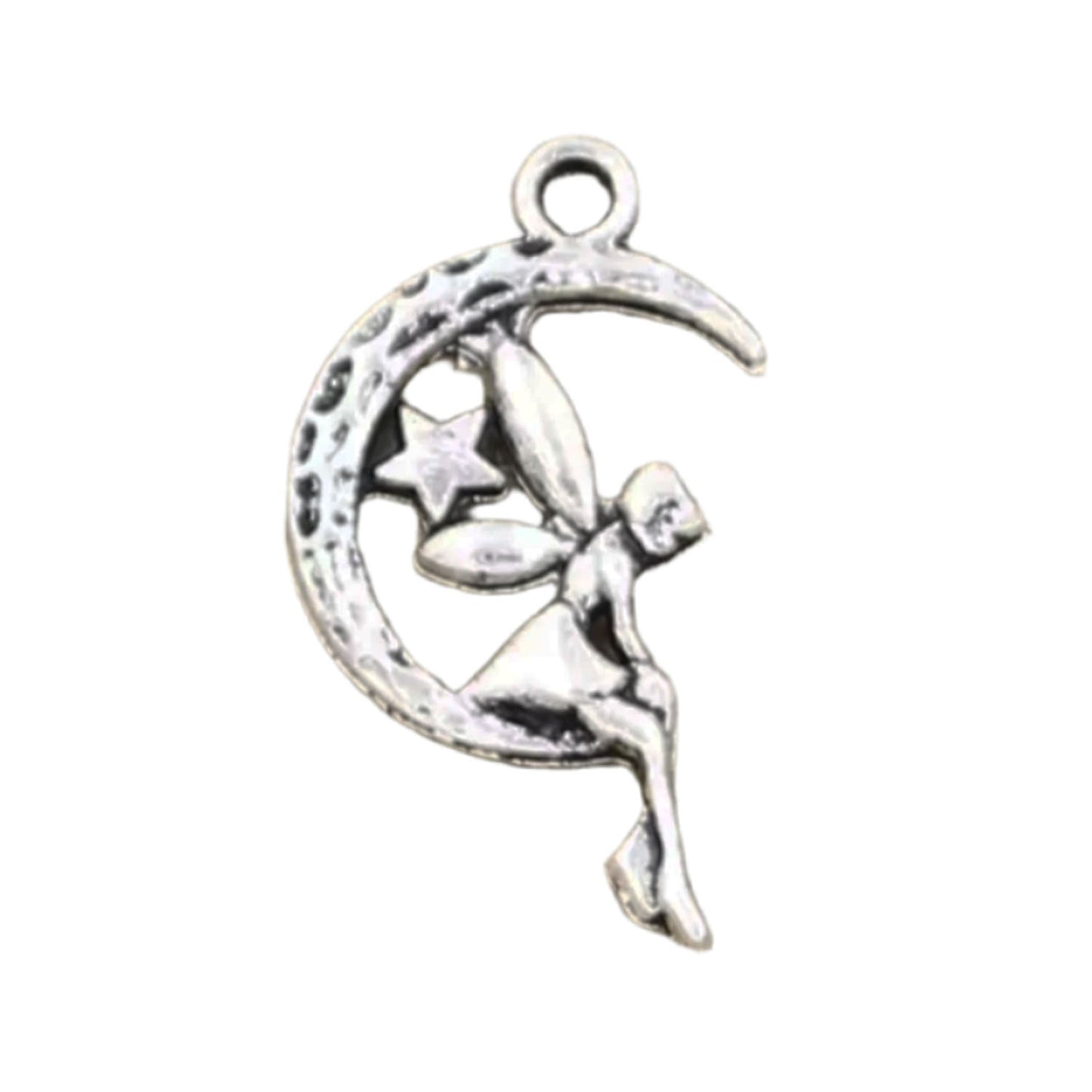 Charms Fairy Angel Moon Star 25x14mm Pendant Tibetan Bronze Silver DIY For Necklace | Silver | Asia Sell