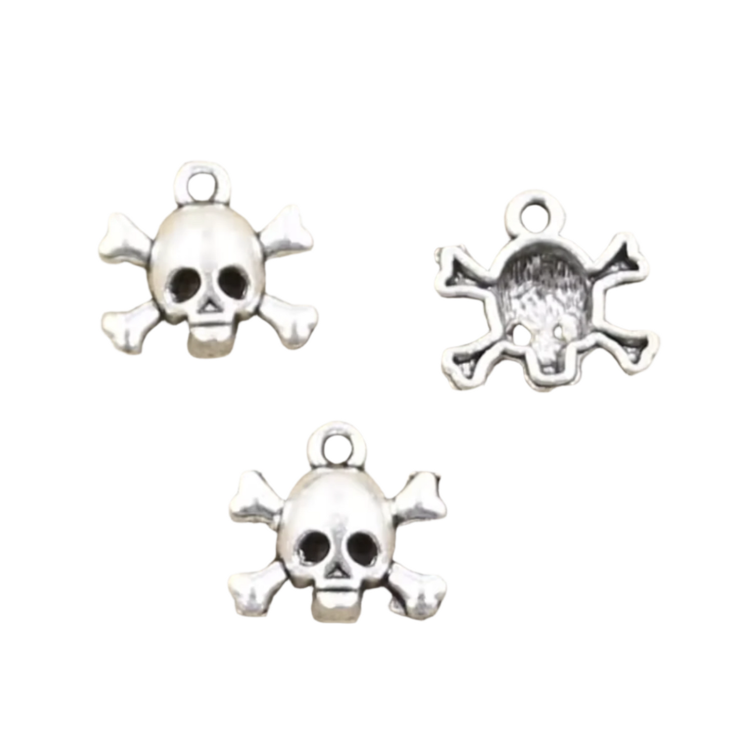 10/30pcs Charms Skull Skeleton Bone Head 15x14mm Antique Bronze Silver Colour Pendants Making DIY Tibetan Jewellery | Silver | Asia Sell