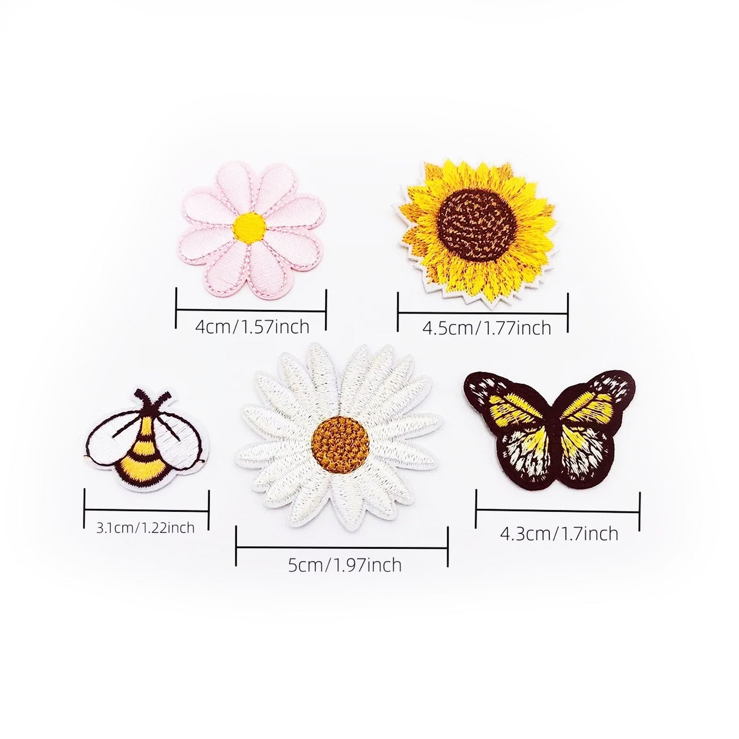 10pcs Embroidered Iron On Patches Mix Daisy Appliques 40mm For Clothes Daisies DIY Badge Sewing Accessory