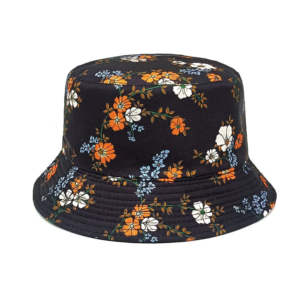 Fresh Small Fragmented Flowers Wearing Double Sided Travel Sun Protection Hat Outdoor Travel Sun Protection Hat Bowl Hat for Men