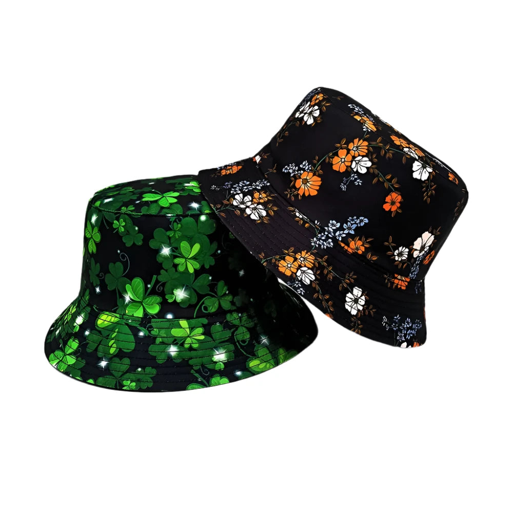Fresh Small Fragmented Flowers Wearing Double Sided Travel Sun Protection Hat Outdoor Travel Sun Protection Hat Bowl Hat for Men