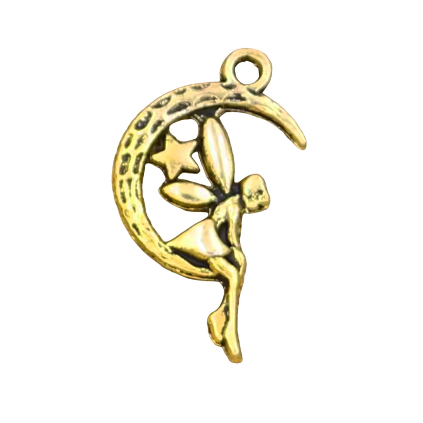 Charms Fairy Angel Moon Star 25x14mm Pendant Tibetan Bronze Silver DIY For Necklace | Gold | Asia Sell