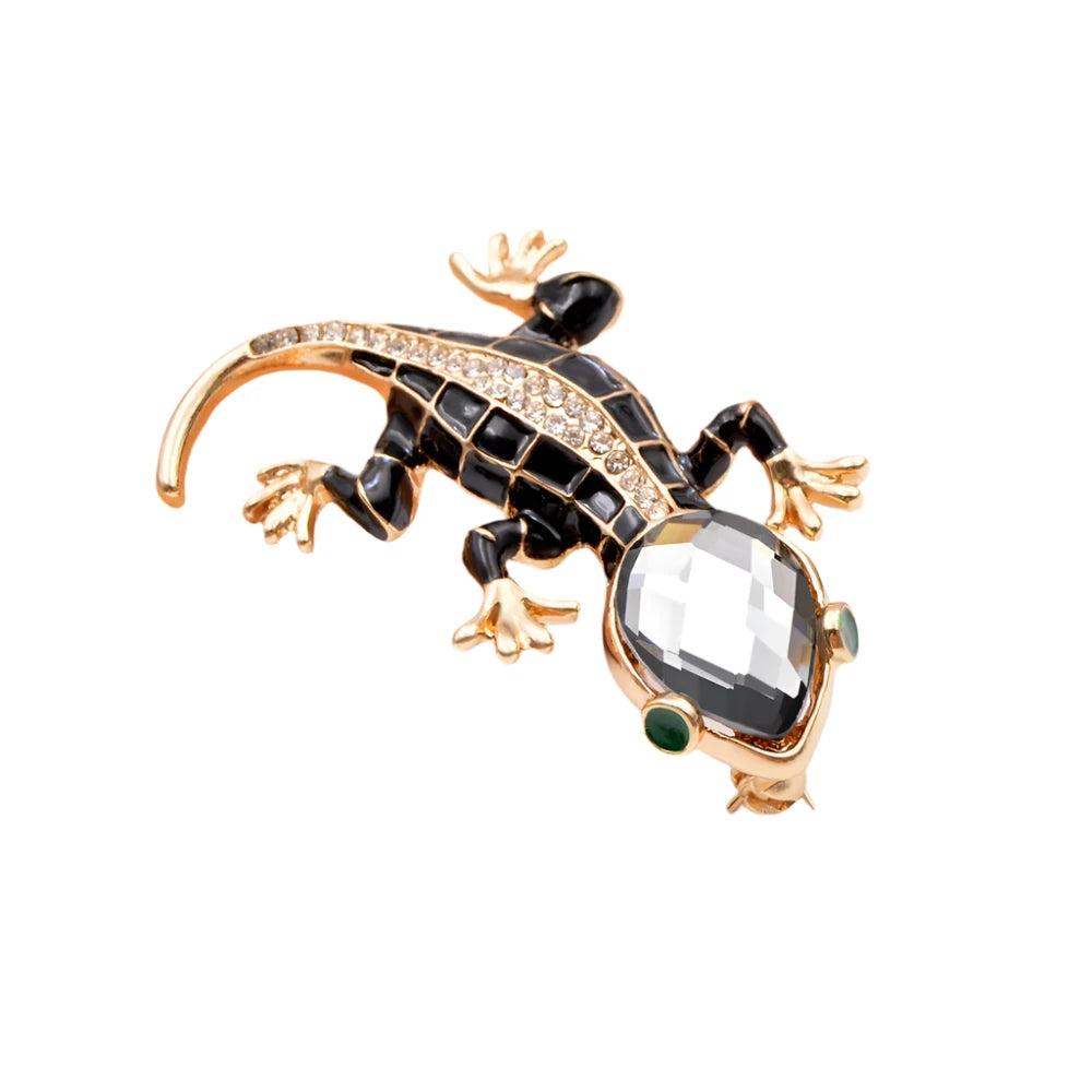 Crystal Lizard Gecko Brooches for Women Fashion Animal Pin Backing 5.5cm Style Shining Jewelry Kids Gift