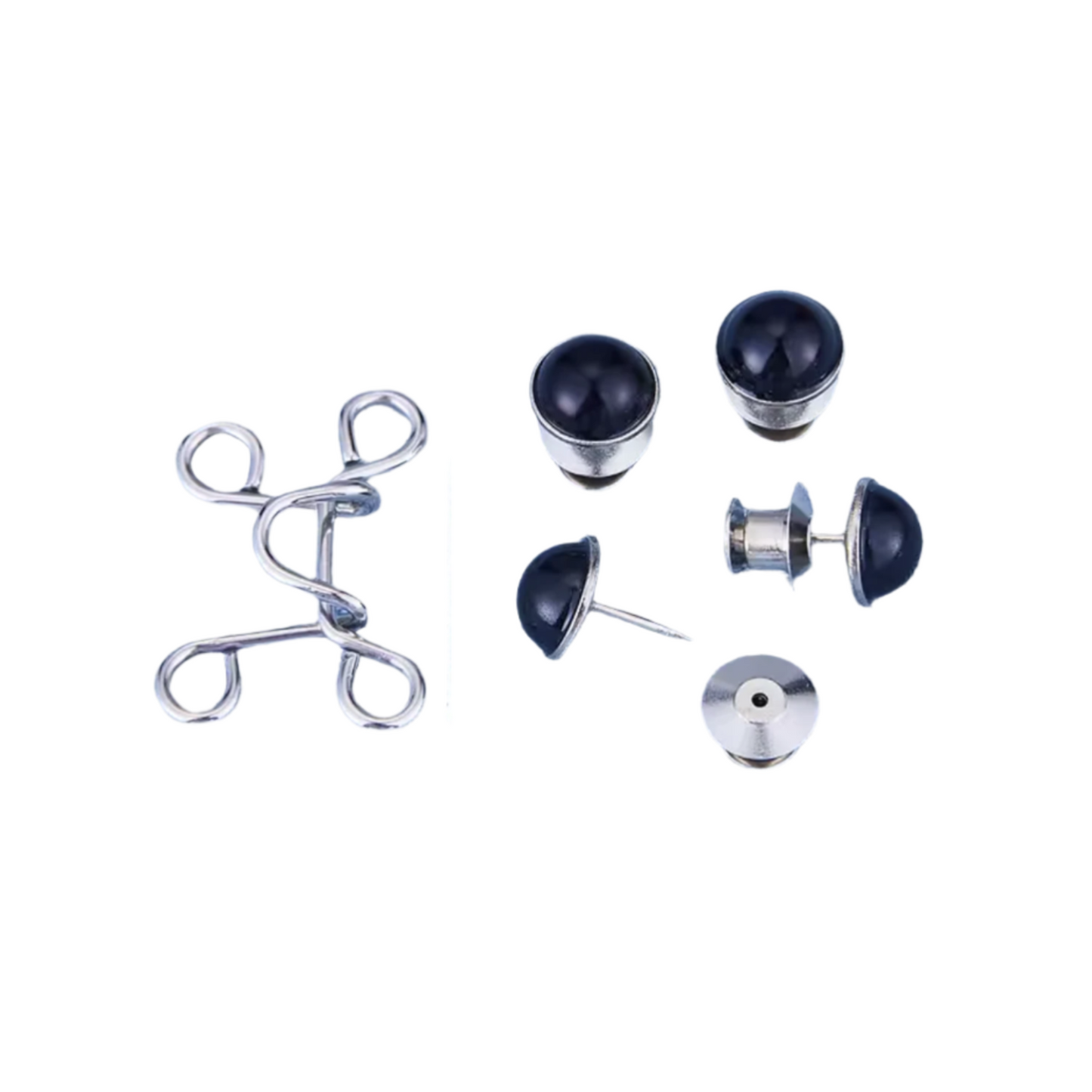 Jeans Pants Waist Buckle Hook Snap Button Clip Clasp Removable Detachable Clothing Sewing Tool - 32mm Silver Black Rhinestone 2 - Asia Sell