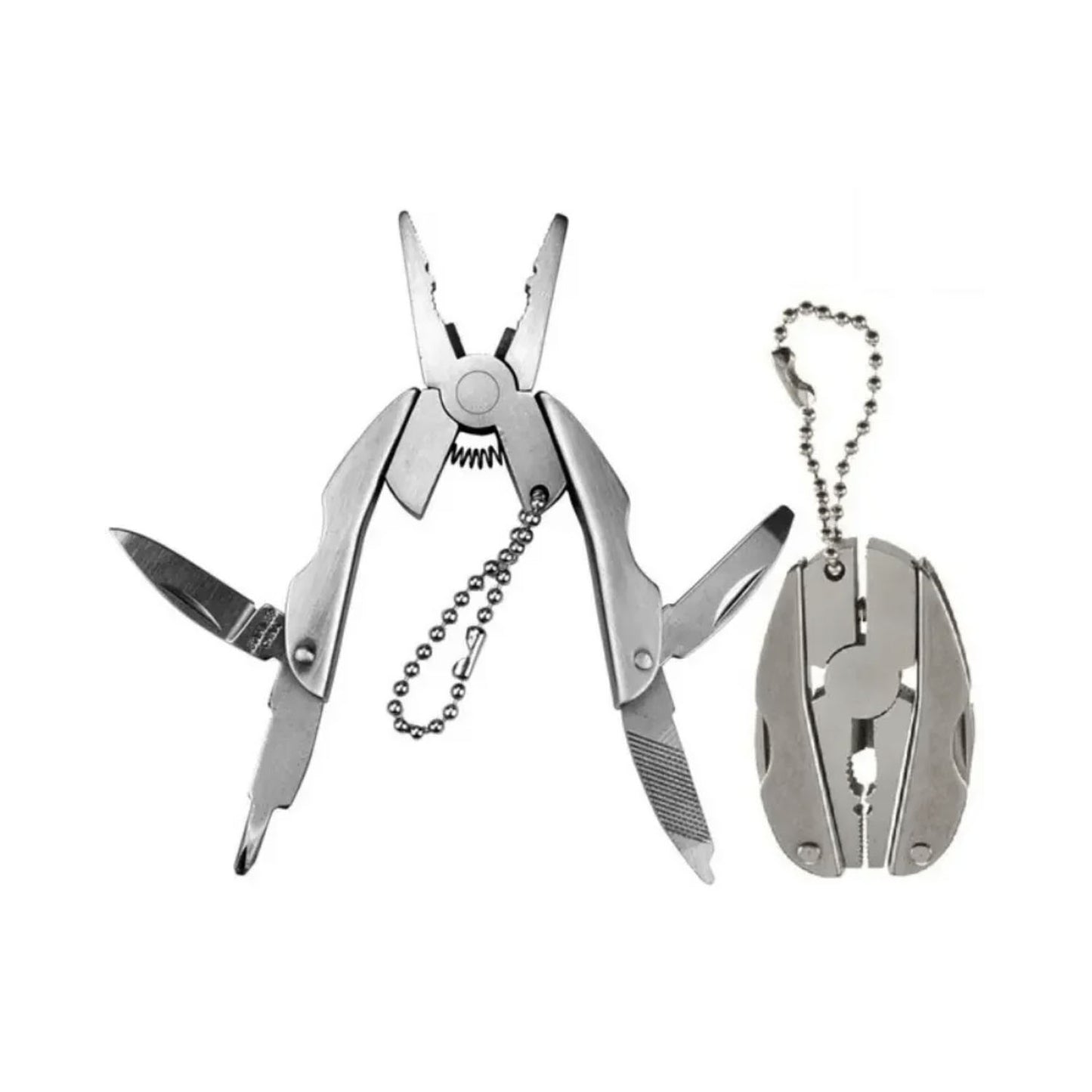 Key Chain Pocket Knife Screwdriver Pliers Camping Folding Tool Set Multifunction Keyring Pendant Tag Charm - View of both open and closed - Asia Sell