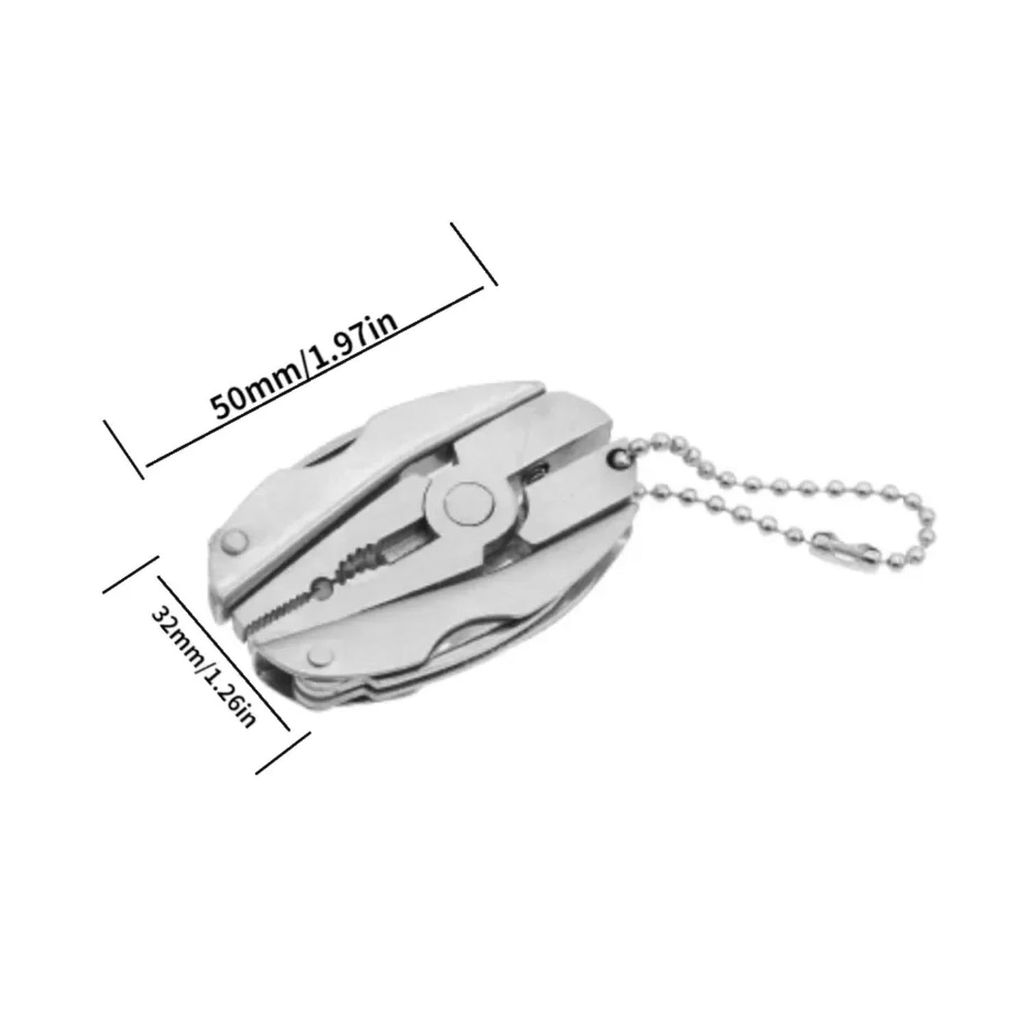 Key Chain Pocket Knife Screwdriver Pliers Camping Folding Tool Set Multifunction Keyring Pendant Tag Charm - DImensions- Asia Sell